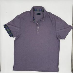 William Murray Golf Polo Shirt XL Purple Heather Plaid Trim Performance